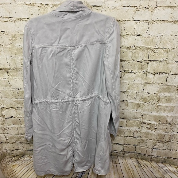 Max Jeans Gray 100% Tencel Long Utility Jacket Waterfall Front - Picture 4 of 7